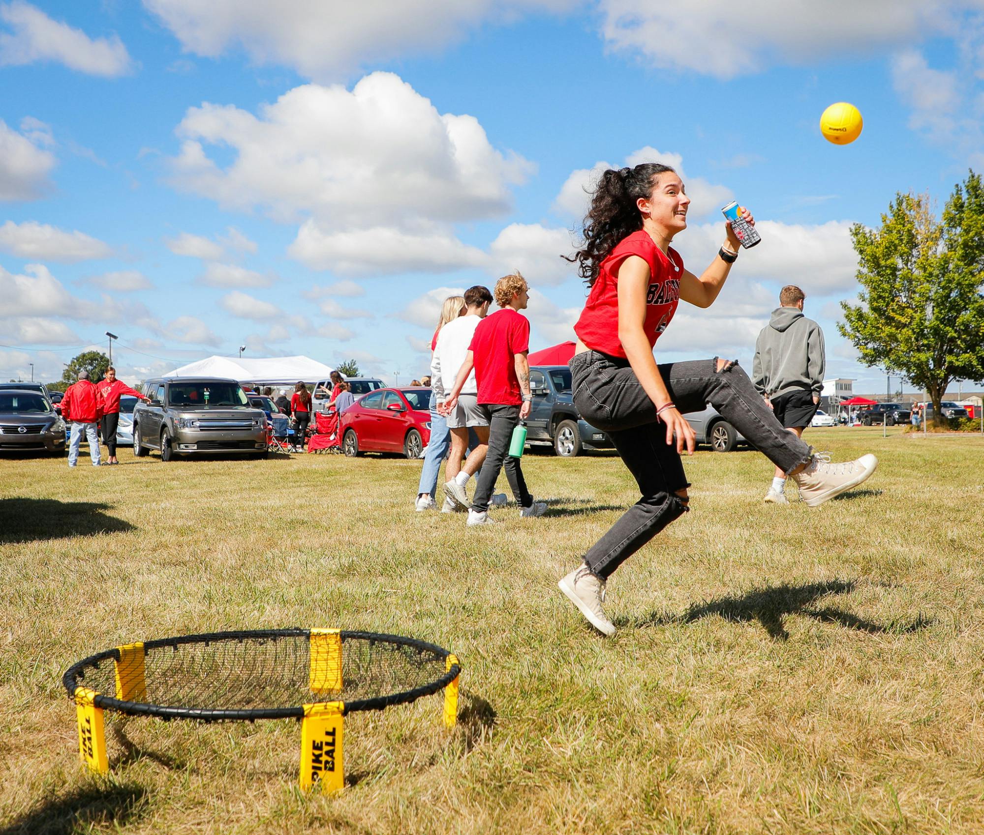 Ball State kicked off its 100th season of football in a game against Missouri State on Saturday afternoon, Sept. 7. The first game of the year means the first tailgate of the year. Students and fans gathered in the fields outside of Scheumann Stadium before game time to celebrate with drinks, food, and games.