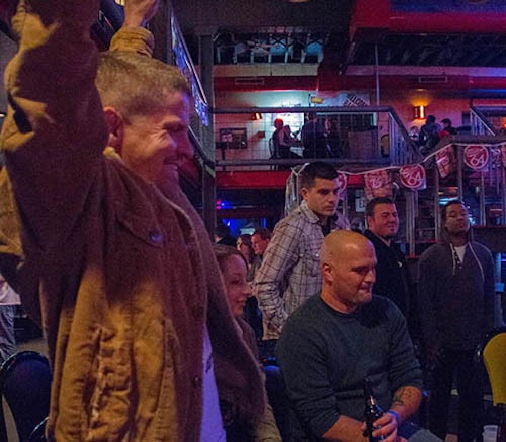 Patrons of Dill Street Bar and Grill cheer during last year’s weekly crab races. Safety concerns have risen about local bars following a deadly fire early Sunday morning at a nightclub in Brazil. DN FILE PHOTO EMMA FLYNN