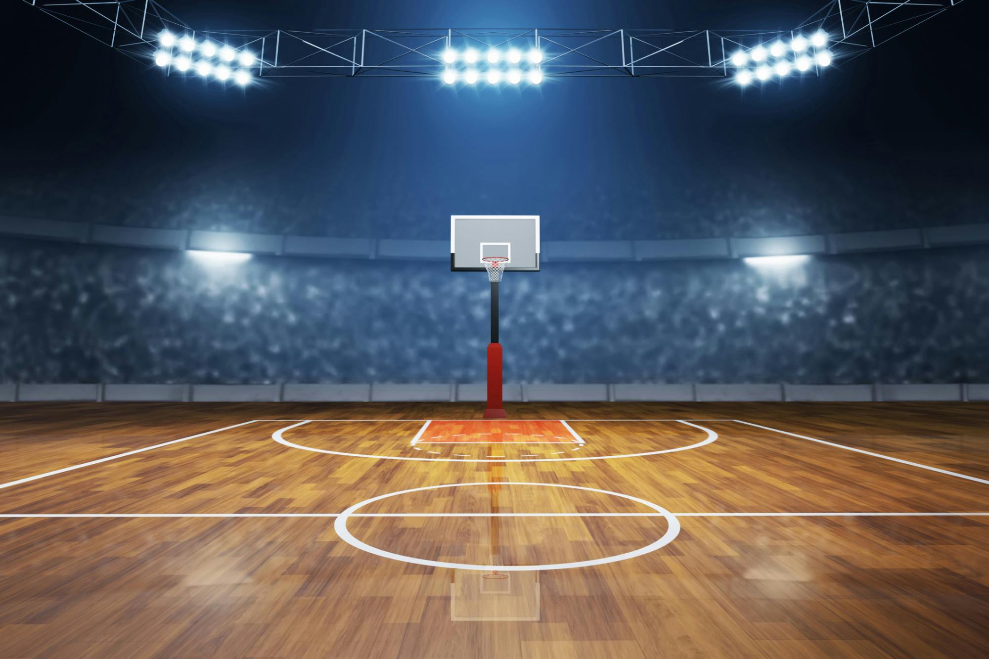 Basketball court on 3d illustration