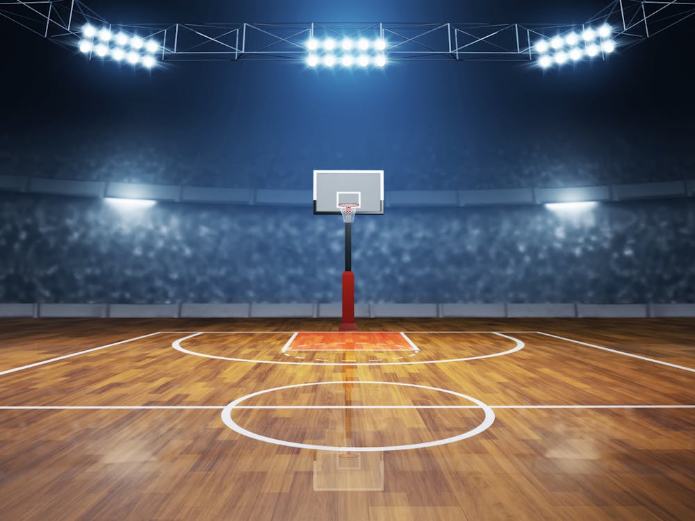 Basketball court on 3d illustration