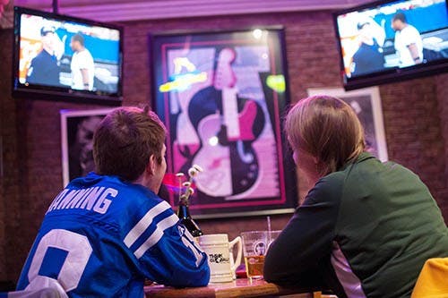 Two Ball State students watch Super Bowl XLVII Sunday in Scotty