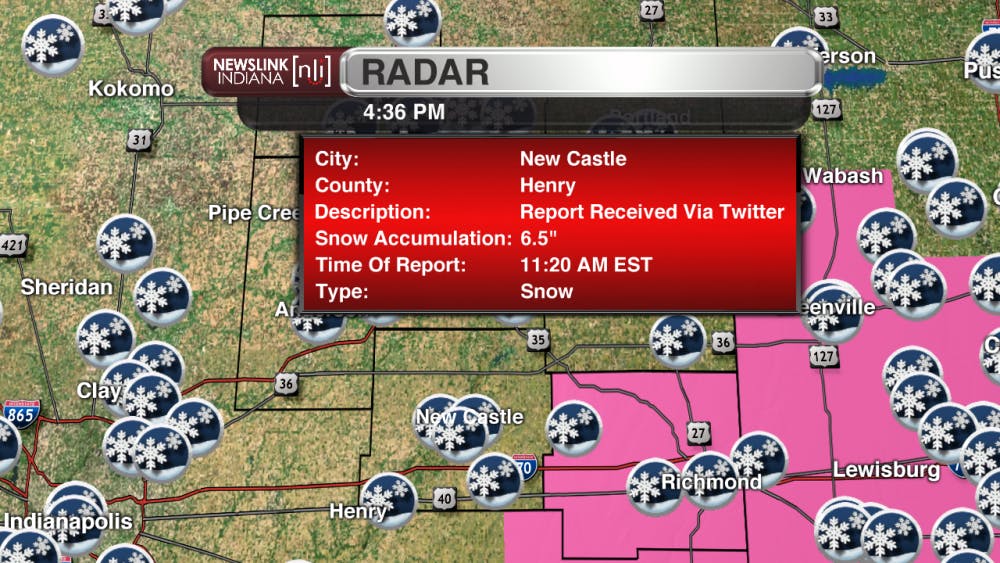 Snowfall report of 6.5" from New Castle in Henry county. 