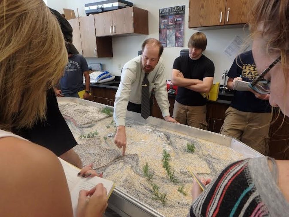 <p>Students study areas of the Mississenwa River affect by logjams. The class collected information about the river to use for a grant proposal to clean up the blockages. <em>DN PHOTO PROVIDED BY LEE FLOREA</em></p>
