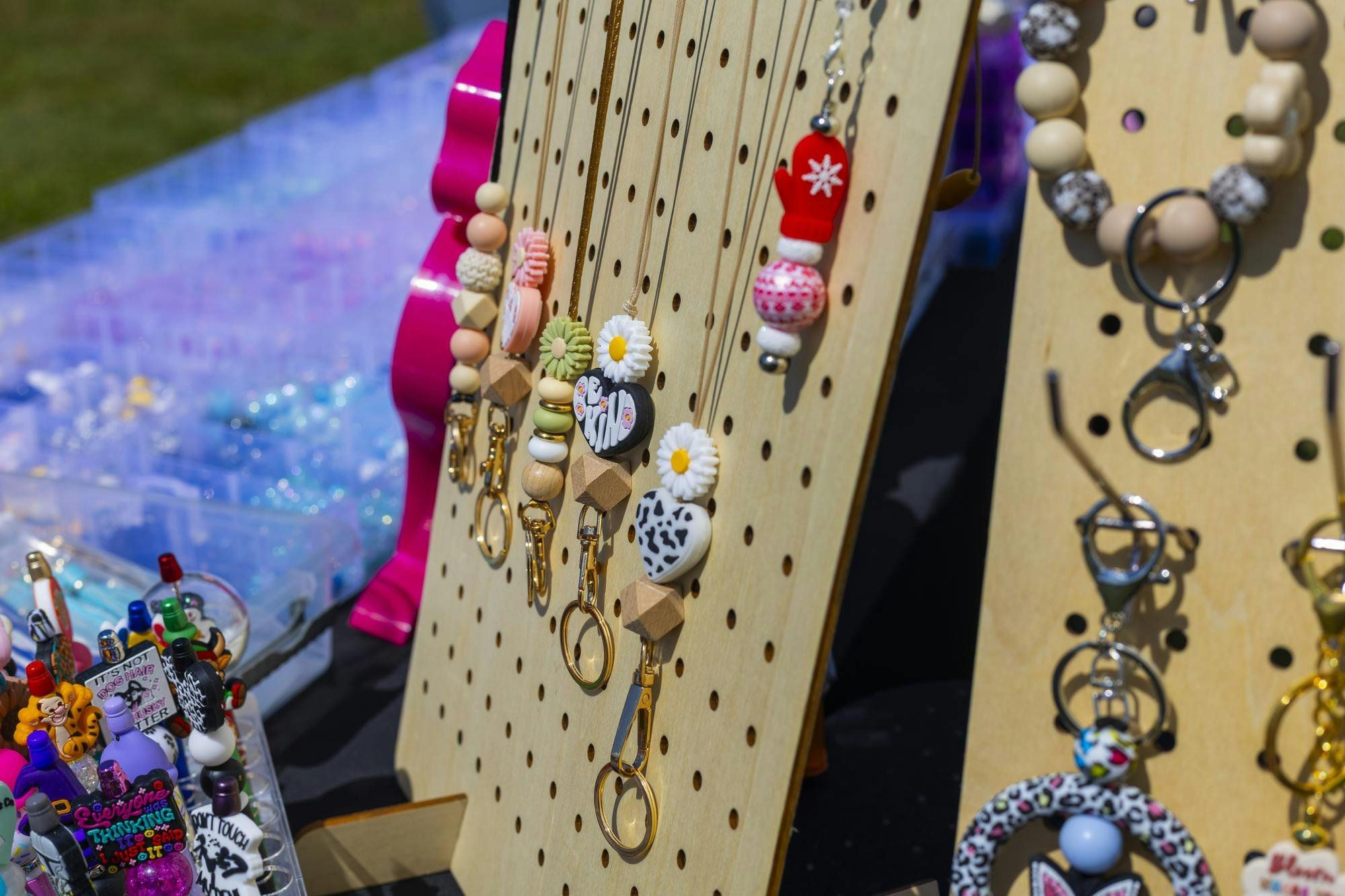 Vendor sells lanyard clips at the Grateful Tail Wagging Showcase Sept. 7 in Yorktown Ind. The showcase included pet related vendors, a dog food giveaway and a 5k fun run. Brenden Rowan, DN