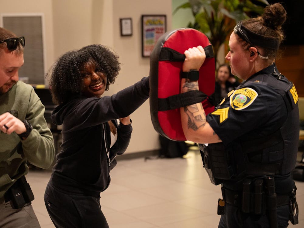 Ball State Residence Hall Botsford/Swinford hosts Self-Defense Night with UPD Sergeants Sami Cooper and Brock Bevans from 6:30-8:00 p.m. Feb. 18 in the Botsford/Swinford Hall Lobby. Self-Defense Night provided students with safety resources, self-defense tips, and free food for all attendees.