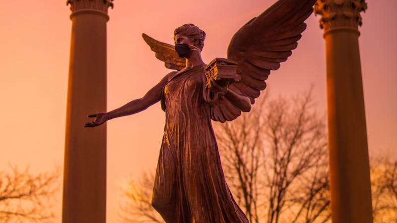 Finished in 1937, the Beneficence statue or “Benny” was the last piece of work commissioned from sculptor Daniel Chester French. Isaac Miller, the video media intern at the Ball State Foundation, was able to capture Beneficence during sunset in February 2021. Isaac F. Miller, Contributor, DN File