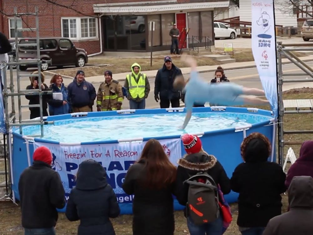 Phi Sigma Kappa raised thousands of dollars for the Special Olympics after 44 jumpers initiated the 2018 Polar Plunge challenge in 22-degree weather Feb. 3. Max Harp and Quentin Basnaw, DN