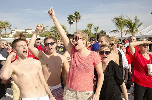 Fans and patrons at the Sirata hotel in St. Peterberg Florida cheer December 20, during the Battle of the Bands competition. DN PHOTO COREY OHLENKAMP