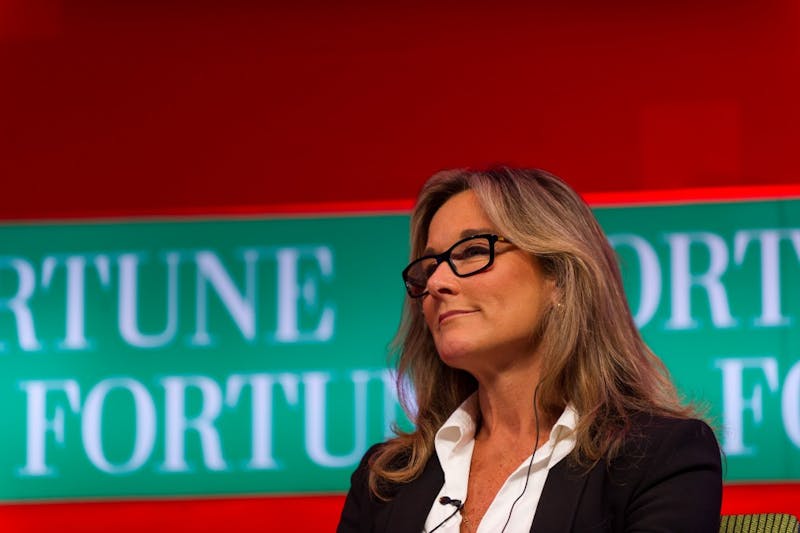 Angela Ahrendts participates as a panelist at the Fortune Global Forum June 2013 in Chengdu, China. Ahrendts, who joined Apple as senior vice president of Retail in 2014, will be departing the company April 2019 for new personal and professional reasons. Stefen Chow/Fortune Global Forum, Photo Courtesy