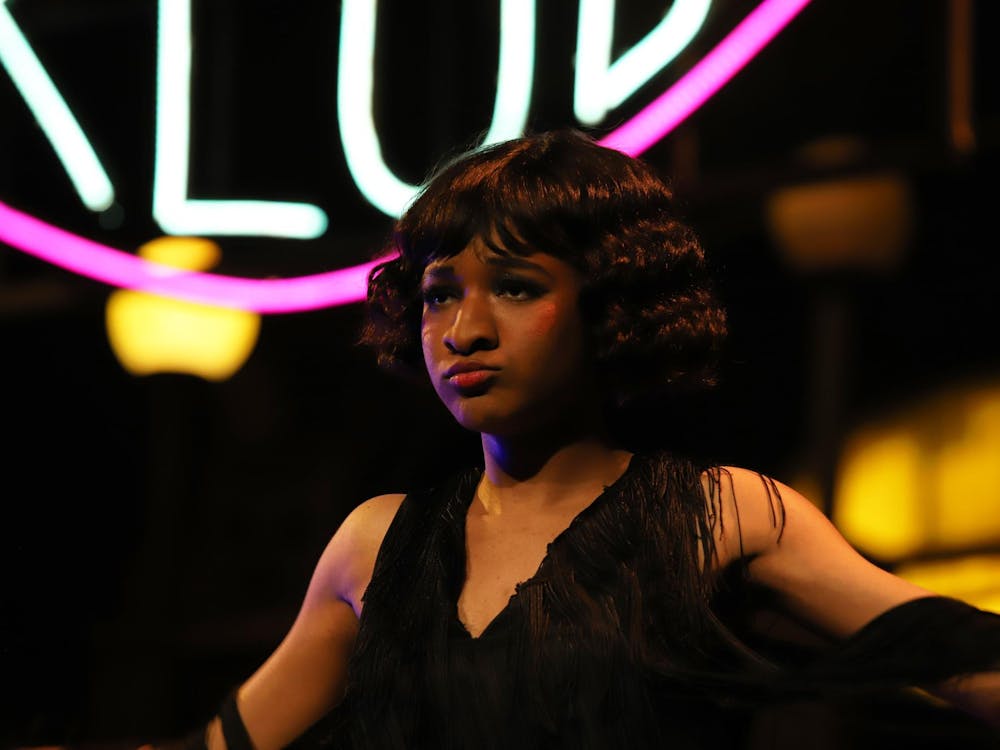 Maleyah Nowell, who plays the Kit Kat girl named Texas, preforms during the production Cabaret April 18 at University Theatre. Olivia Ground, DN