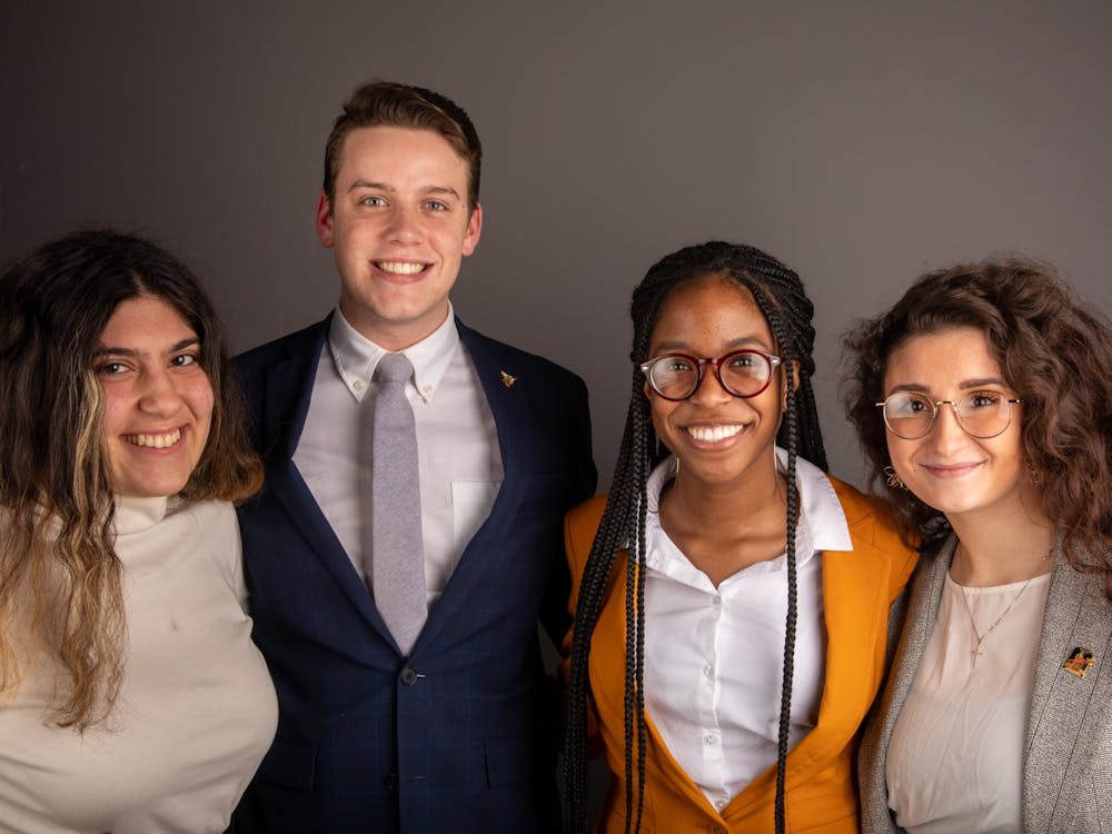 (From left to right) Candidates of Bold slate Amanda Mustaklem, treasurer, Connor Sanburn, president, Jordyn Blythe, vice president, Gina Esposito, secretary. Jacob Musselman, DN