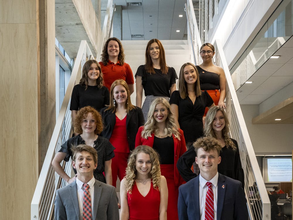 The 2022 Ball State Homecoming Committee poses for a portrait April 18. Samantha Blankenship, Ball State Marketing and Communications, Photo Provided