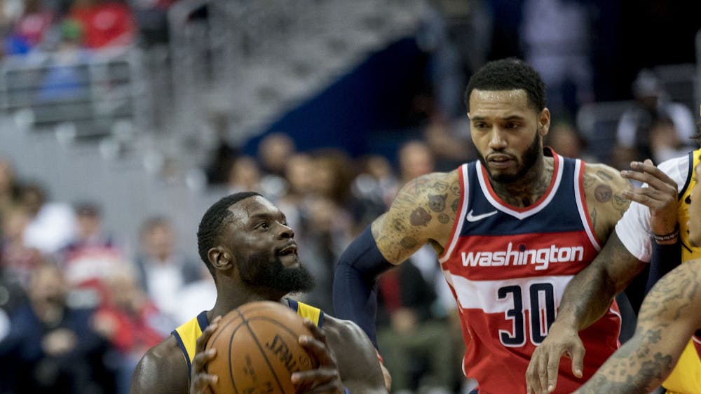 Indiana Pacers guard Lance Stephenson prepares to shoot agasint the Washington Wizards March 17, 2018. Stephenson returned to the Pacers Jan. 1 after signing a 10-Day COVID-19 hardship deal. Photo Credit: Keith Allison, KeithAllisonPhoto