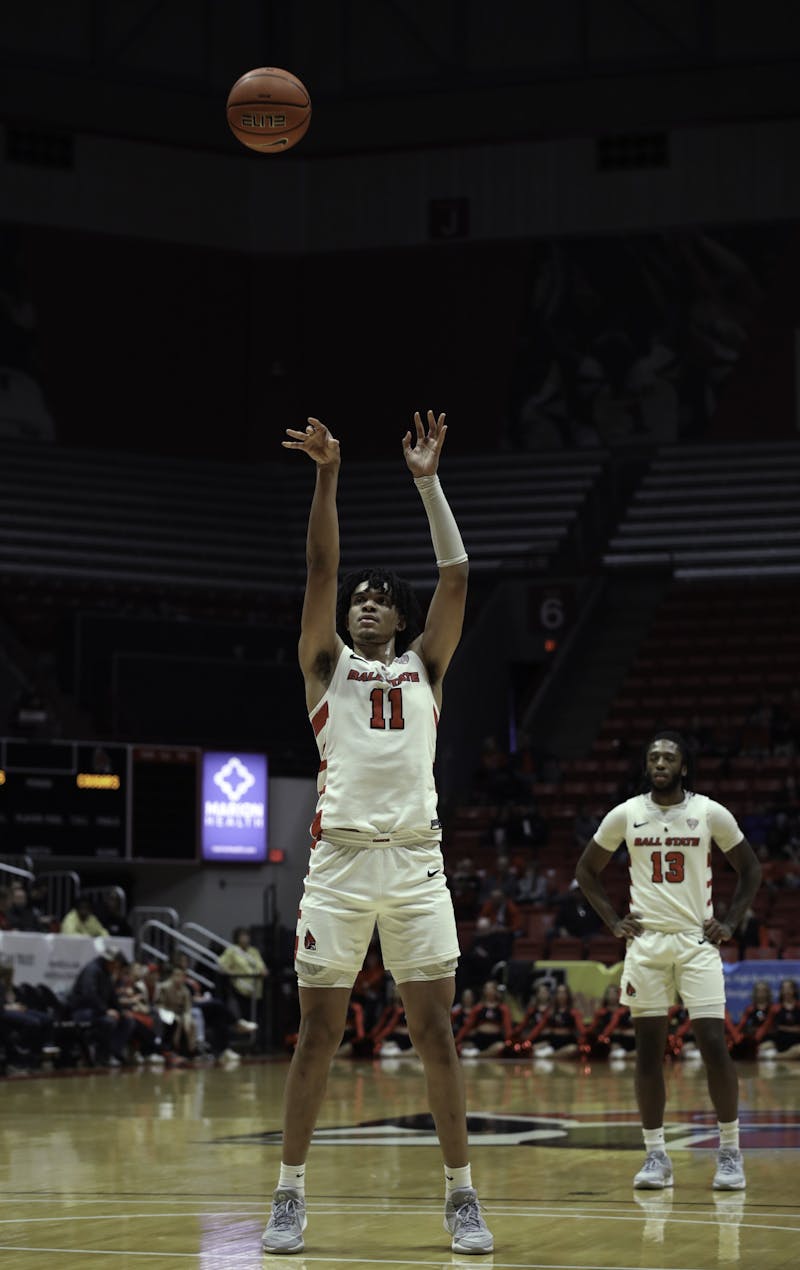 Junior forward, Basheer Jihad shoots a free throw against SIU Edwardsville Dec. 10 in Worthen Arena. The Cardinals won 83-71 against the Cougars.  Meghan Sawitzke, DN