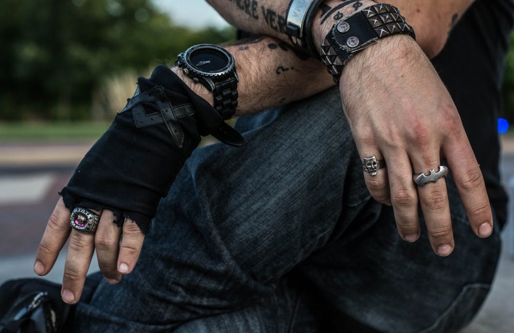 Sophomore telecommunications major Briar “The En?gma” Curtsinger founded the new webseries “Paradox Ink.” The webseries will showcase the stories behind the tattoos of Ball State students. Samantha Brammer // DN