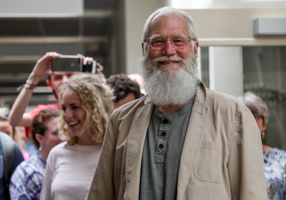 <p>David Letterman meets with students in the David Letterman Communication and Media Building May 2 after meeting with President Mearns. The alumnus graduated from Ball State in 1969. <strong>Kaiti Sullivan, DN&nbsp;</strong></p>