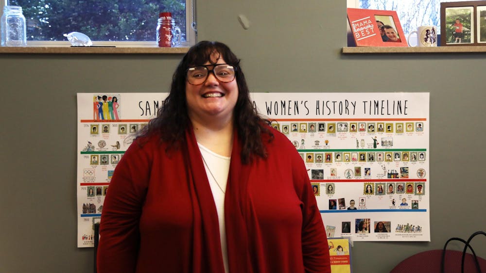 Director of Ball State Disability Services Courtney Jarrett poses for a photo Feb. 29 at the L.A. Pittenger Student Center. Jarrett is the author of “Muncie Women: A to Z,” a children’s book about important past and present women in the Muncie community. Mya Cataline, DN