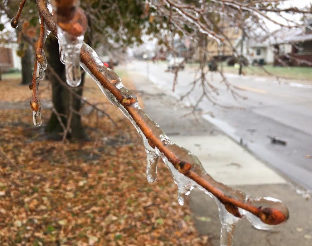 <p>Due to an ice storm, nearly 5,000 customers in Delaware County are without power. Both Burris Laboratory School and Muncie Community Schools cancelled school today as well.<strong> Andrew Harp, DN</strong></p>
