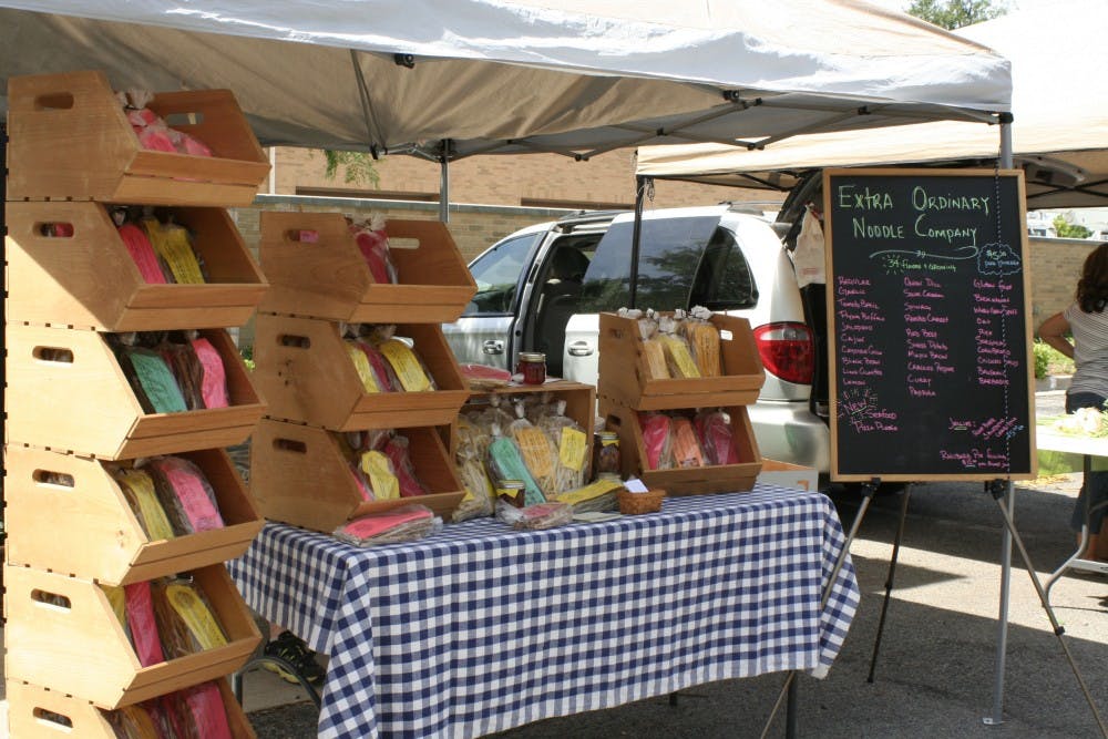 Extra Ordinary Noodle Company sets up a booth at the Minnetrista Farmers Market. The noodle company is from Albany, Ind. DN PHOTO ASHLEY DYE