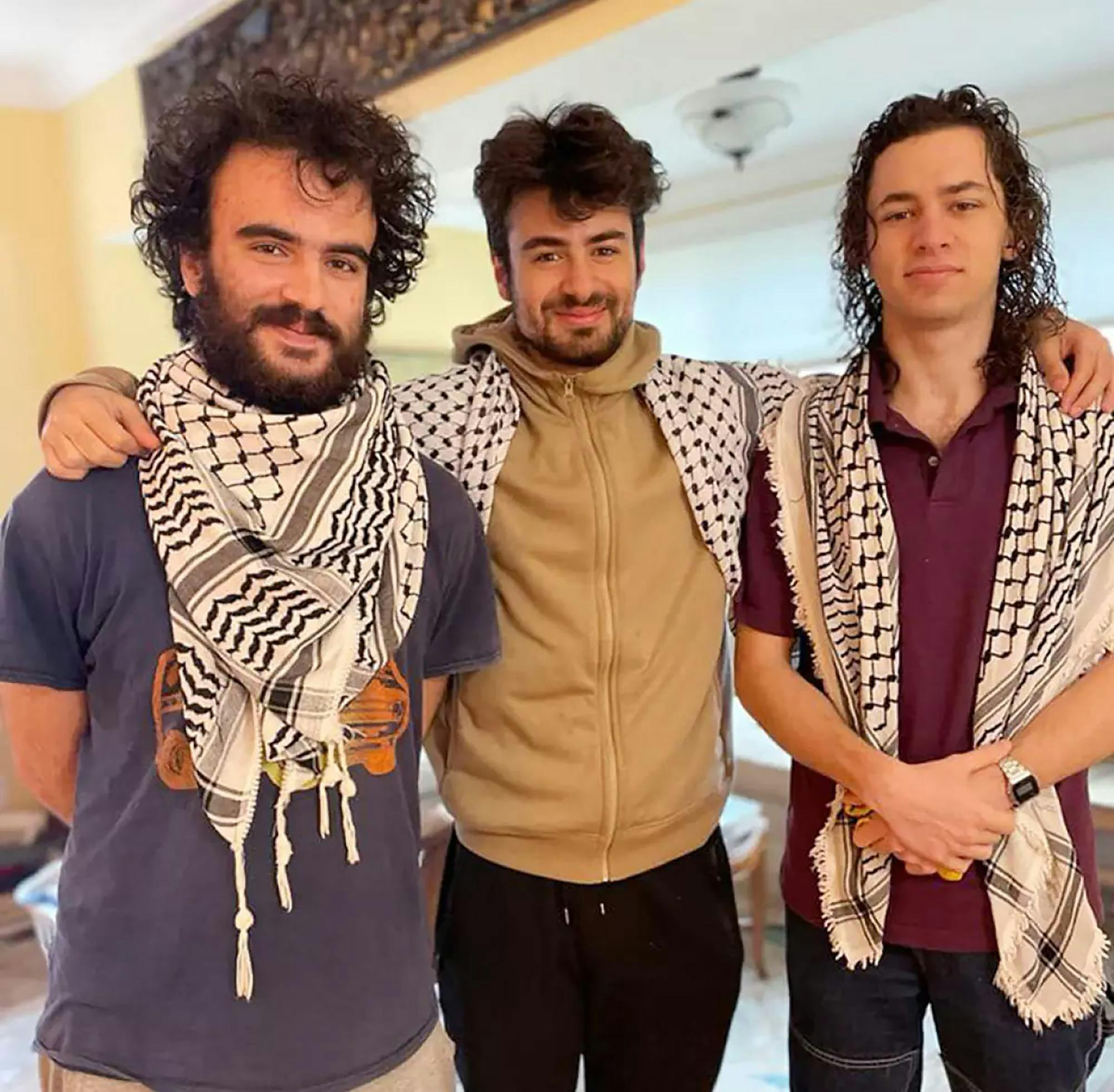 The three Palestinian college students who were shot in Vermont are Tahseen Ali Ahmad, from left, Kinnan Abdalhamid and Hisham Awartani. (Awartani family/Institute for Middle East Understanding/TNS)
