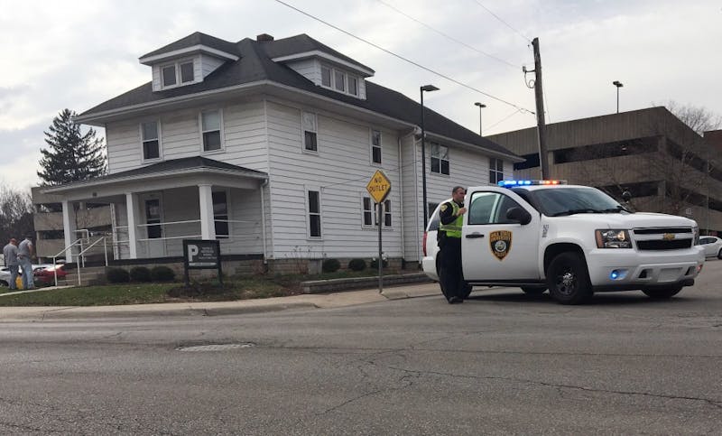 Police responded to a call about the parking garage behind the L.A. Pittenger Student Center around 2 p.m. Thursday.&nbsp;According to university strategic communications, the case is now being labeled a "false alarm" but it is still under investigation. Mary Freda // DN&nbsp;