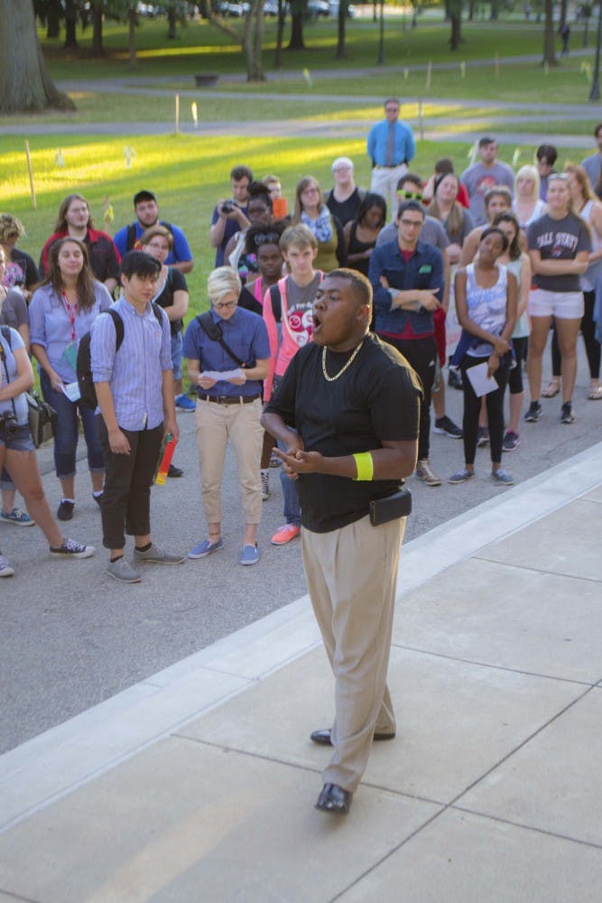 Nathaniel Thomas was one of the students that lead the walk, among other students, down McKinley Avenue on Sept. 17 for the Trans Lives Matter march. DN PHOTO STEPHANIE AMADOR