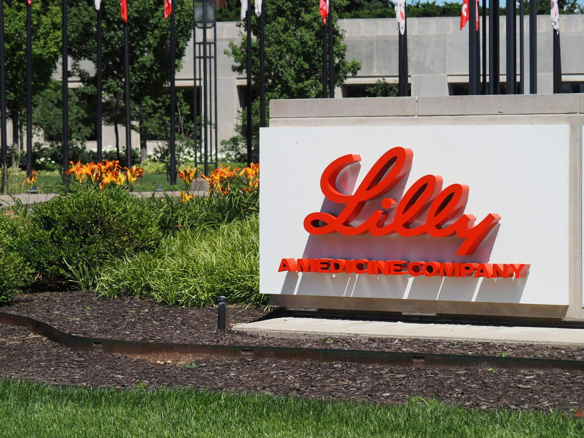 Eli Lilly and Company headquarters in downtown Indianapolis on June 23, 2026. (Photo by Jack Forrest/Indiana Capital Chronicle)