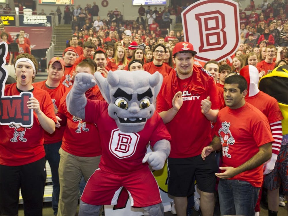 Bradley's mascot, introduced in 2014 after the school went mascot-less for 14 years, makes his NCAA Tournament debut. Even though the team's nickname is Braves, its mascot is a gargoyle, modeled after one of four atop the university. (Duane Zehr/Bradley University/TNS)