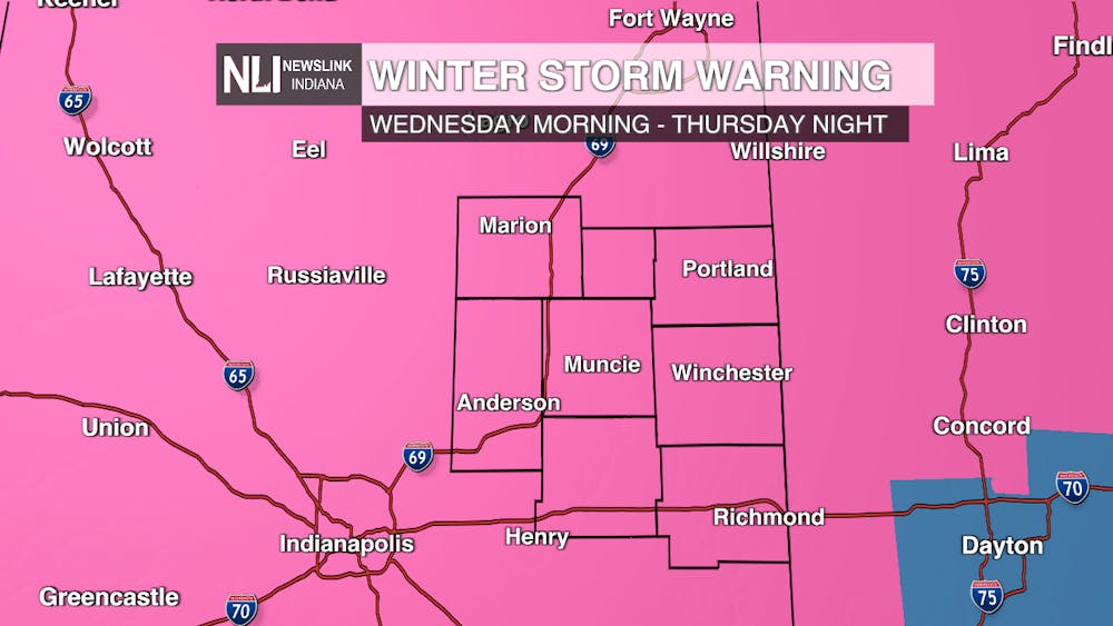 National Weather Service issues winter storm warning for central Indiana