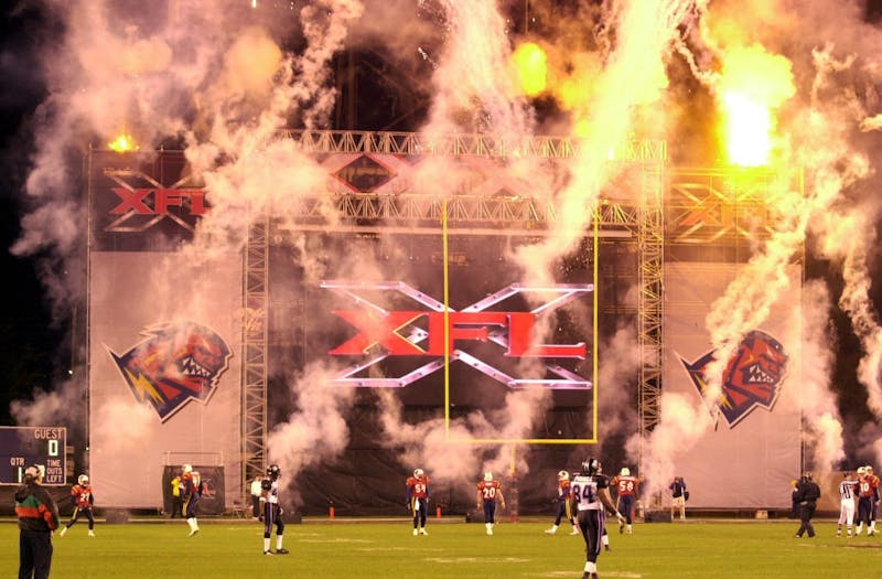 Fireworks explode announcing the start of the XFL season in Orlando, Fla. on Saturday, February 3, 2001. The XFL pro football league is returning in 2020 and will be focused on re-imaging the game of football. (John Raoux/Orlando Sentinel/TNS)