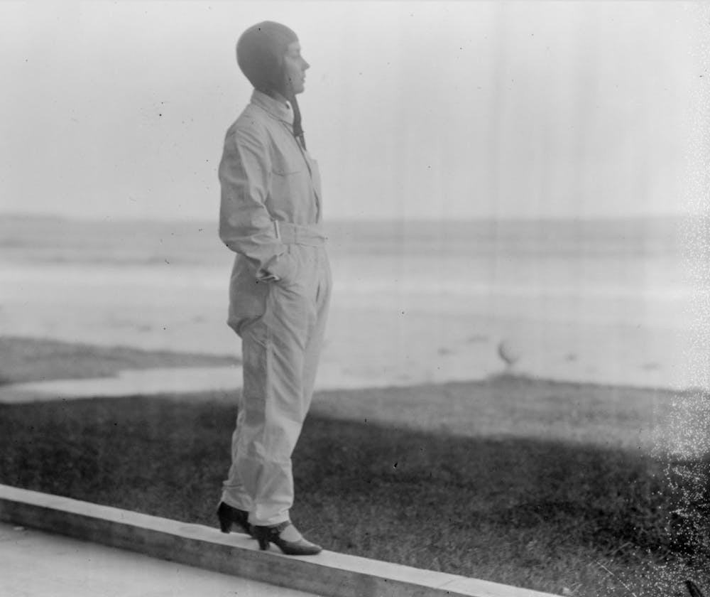 Aviator Frances Wilson Grayson looks out over the water. Grayson graduated from Muncie Central High School before she went missing during a flight near Nova Scotia in 1927. Melissa Gentry, Photo Provided