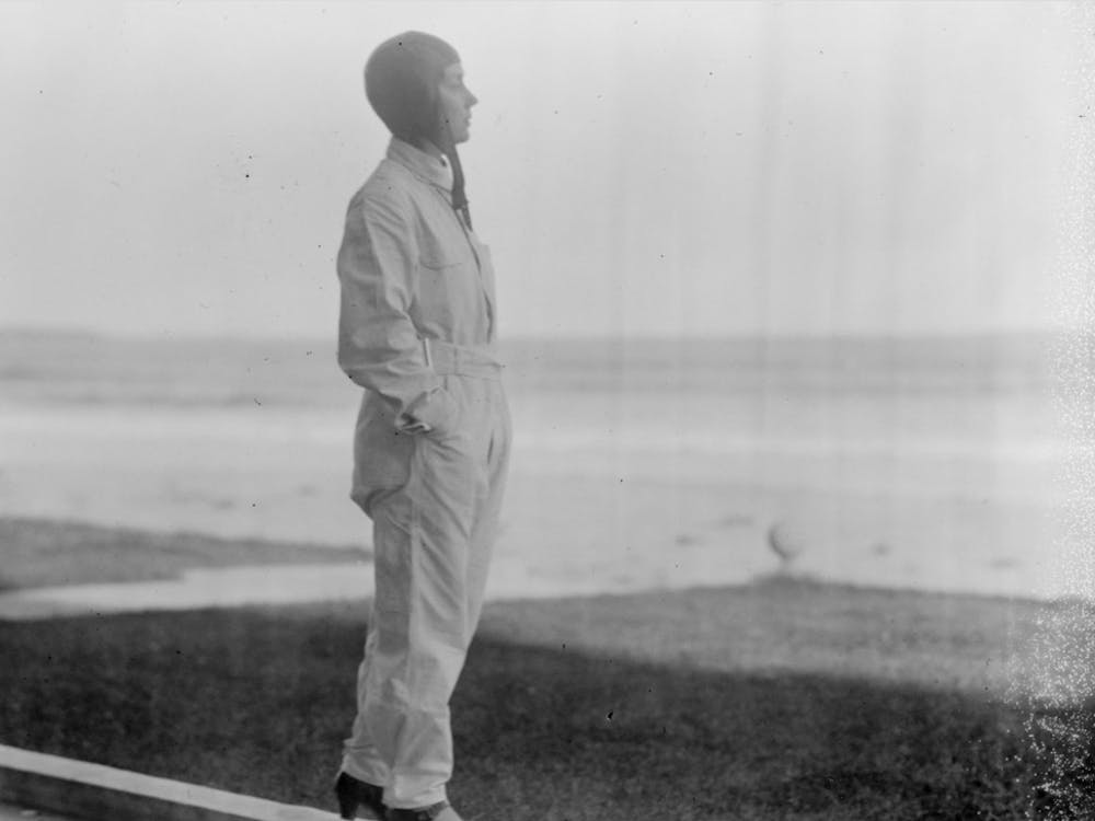 Aviator Frances Wilson Grayson looks out over the water. Grayson graduated from Muncie Central High School before she went missing during a flight near Nova Scotia in 1927. Melissa Gentry, Photo Provided