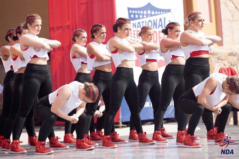 The Code Red dance team proves its skills through syncronized dancing during the 2018-19 National competition April 2-6 in Dayton, Florida. This year, the team switched from the UDA competition to the NDA. NDA, photo courtesy.
