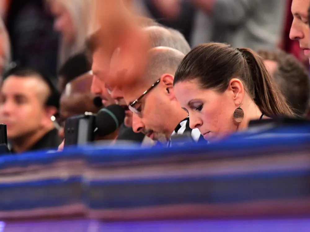 Former Ball State soccer player and member of the university’s first women’s soccer team, Emily Feeney Miles, keeps the scorebooks at the Elite 8 game for the South Carolina men’s basketball team. Miles now serves as the associate director for media relations and the sports information director for South Carolina. Emily Feeney Miles // Photo Provided