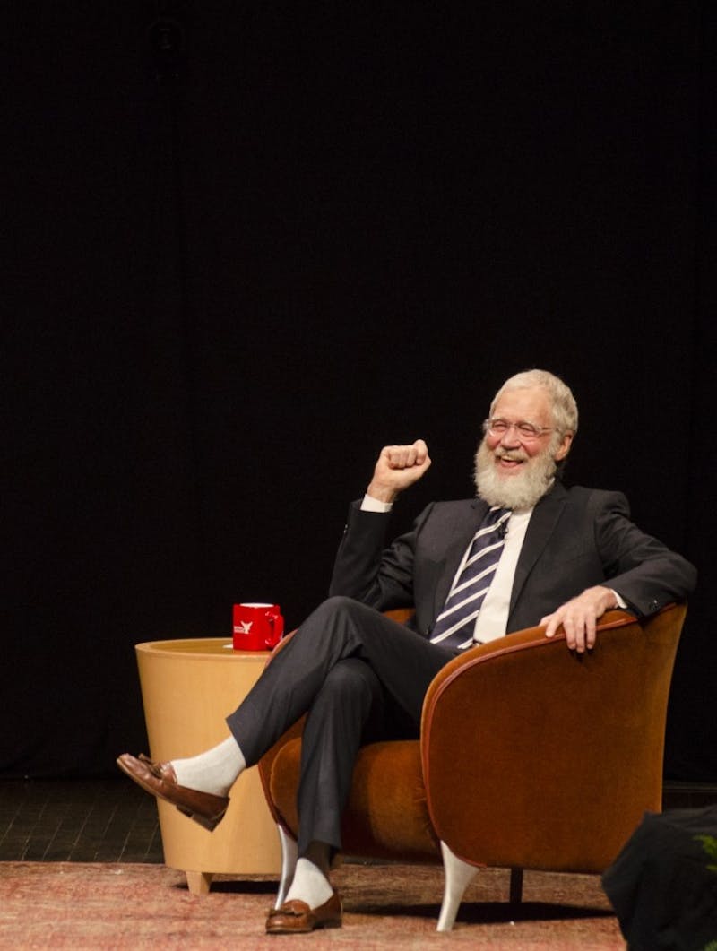 Alumnus David Letterman&nbsp;came to Ball State with filmmakers Spike Jonze and Bennett Miller on Nov. 30, 2015, at John R. Emens Auditorium. Recently, the famous talk show host has donated over 1,000 items of memorabilia to the university. Breanna Daugherty, DN File