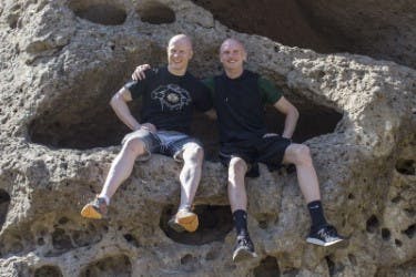 Senior chemistry major Connor Carlson poses with&nbsp;Kevin Bull, a former American Ninja Warrior contestant with alopecia. Carlson will enter&nbsp;the preliminary rounds of ANW on April 24-25.&nbsp;Connor Carlson // Photo Provided