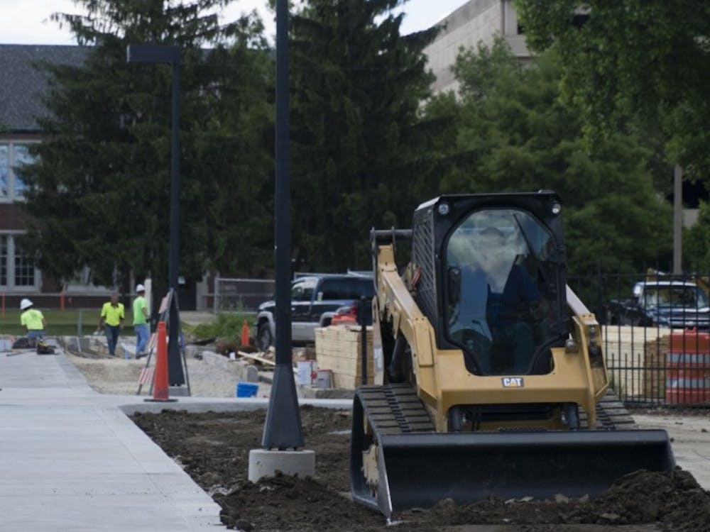 Ball State worked on improving its energy efficiency this past summer, including installing distribution piping for buildings on campus. The main focuses were on University Ave. across from Burrus and Lucina, and on the east side of DeHority Hall.&nbsp;Samantha Brammer // DN File