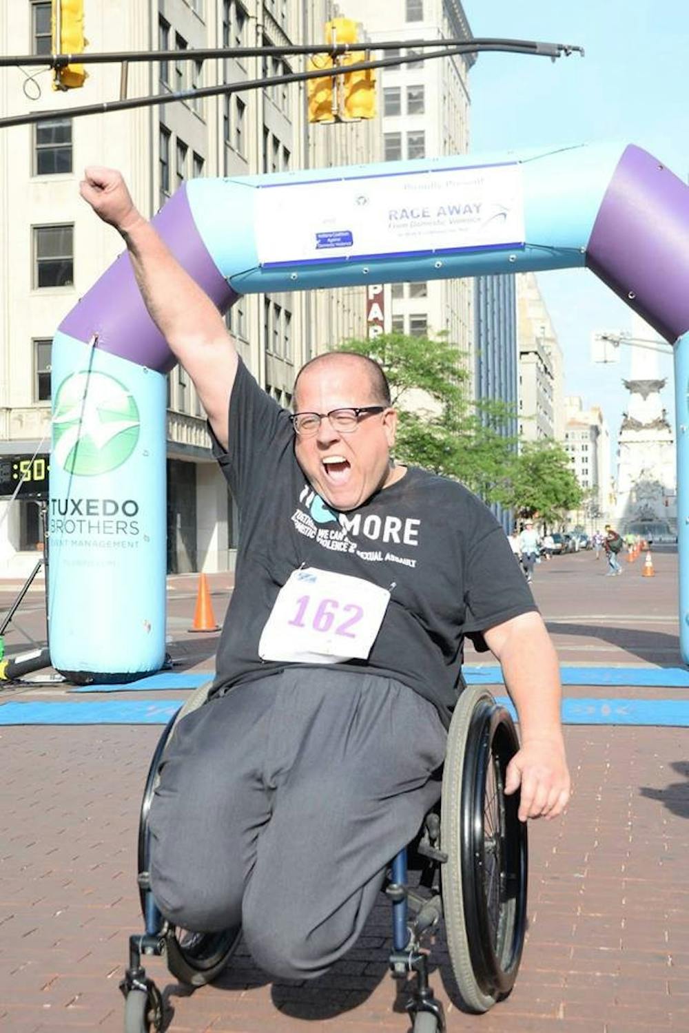 Richard Propes finishes the Race Away From Domestic Violence 5K race on April 28, 2018. Every year, Propes tries to participate in as many awareness events as possible alongside his Tenderness Tours. Richard Propes, Photo provided. 