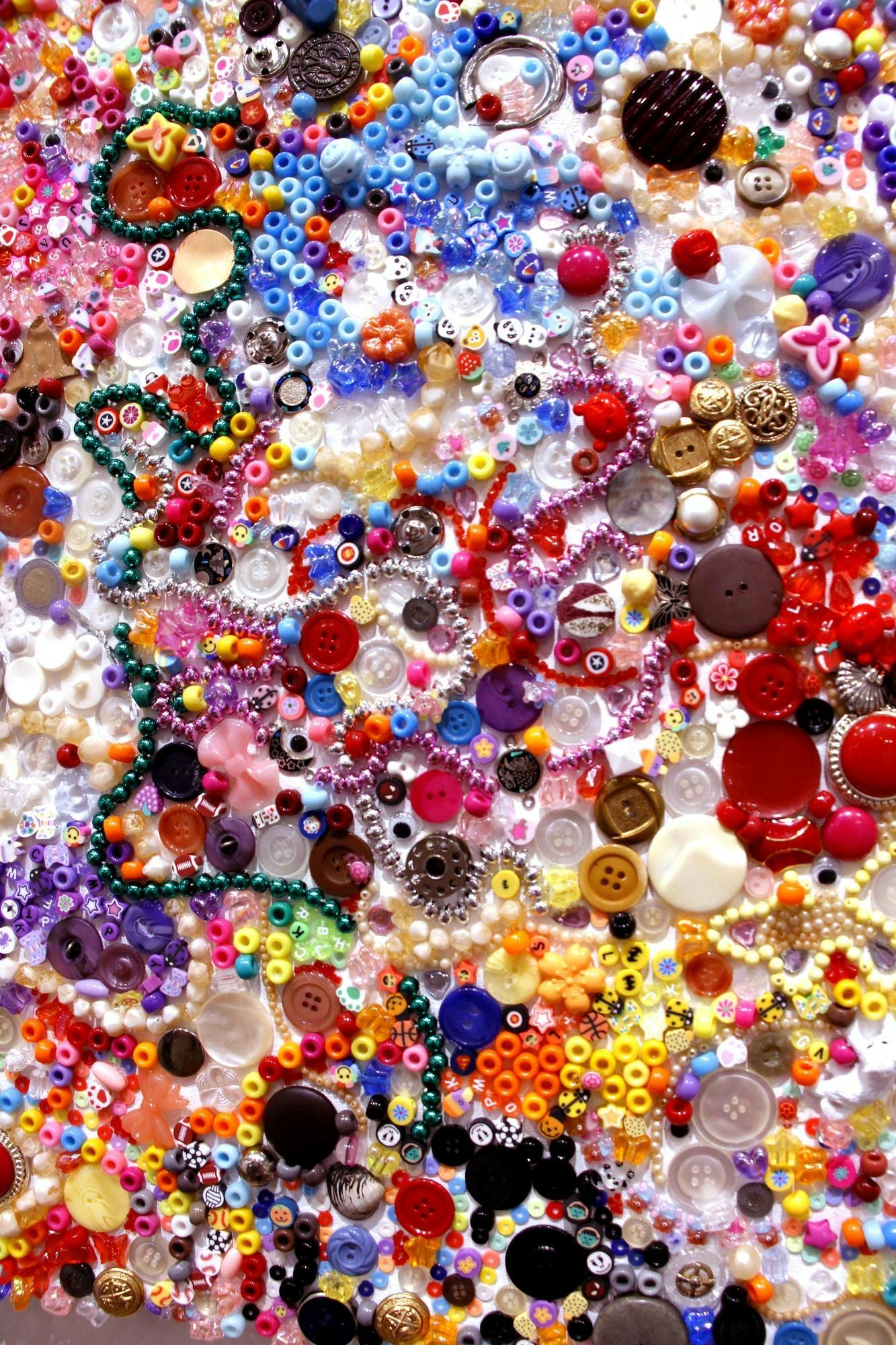 Beadwork displayed during the "Art of Caring" show bidding April 10 in Ball State's Art and Journalism building on Ball State University's campus in Muncie, Ind. Katherine Hill, DN
