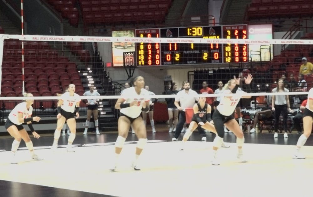 <p>Ball State Women's Volleyball playing Purdue</p>