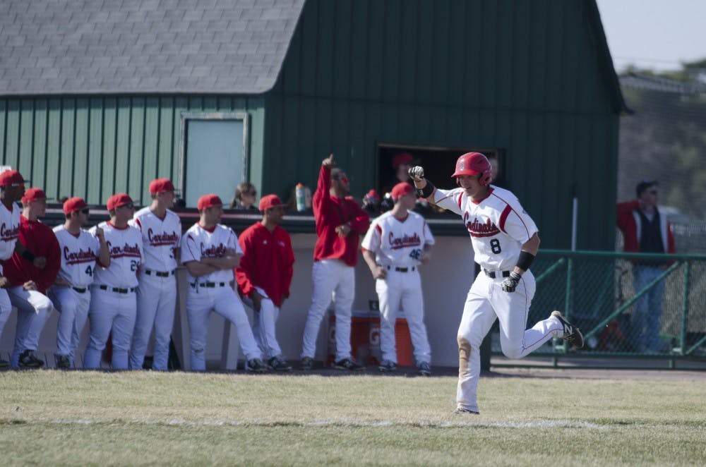 Freshman outfielder Alex Call runs to home plate in the game against Bowling Green on March 21 at Ball Diamond. Call is one of four freshman creating a strong offense on the team. DN FILE PHOTO BREANNA DAUGHERTY