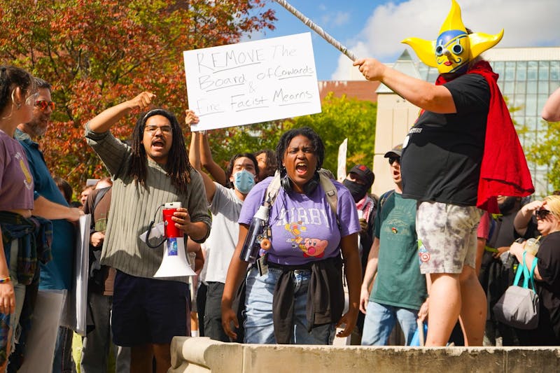 Students, community members protest university's free speech stance ...
