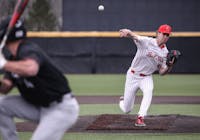 Senior pitcher Casey Bargo pitches in a game against Bellarmine on April 4 at First Merchants Ballpark Complex. Ball State won 12-3. Katelyn Howell, DN