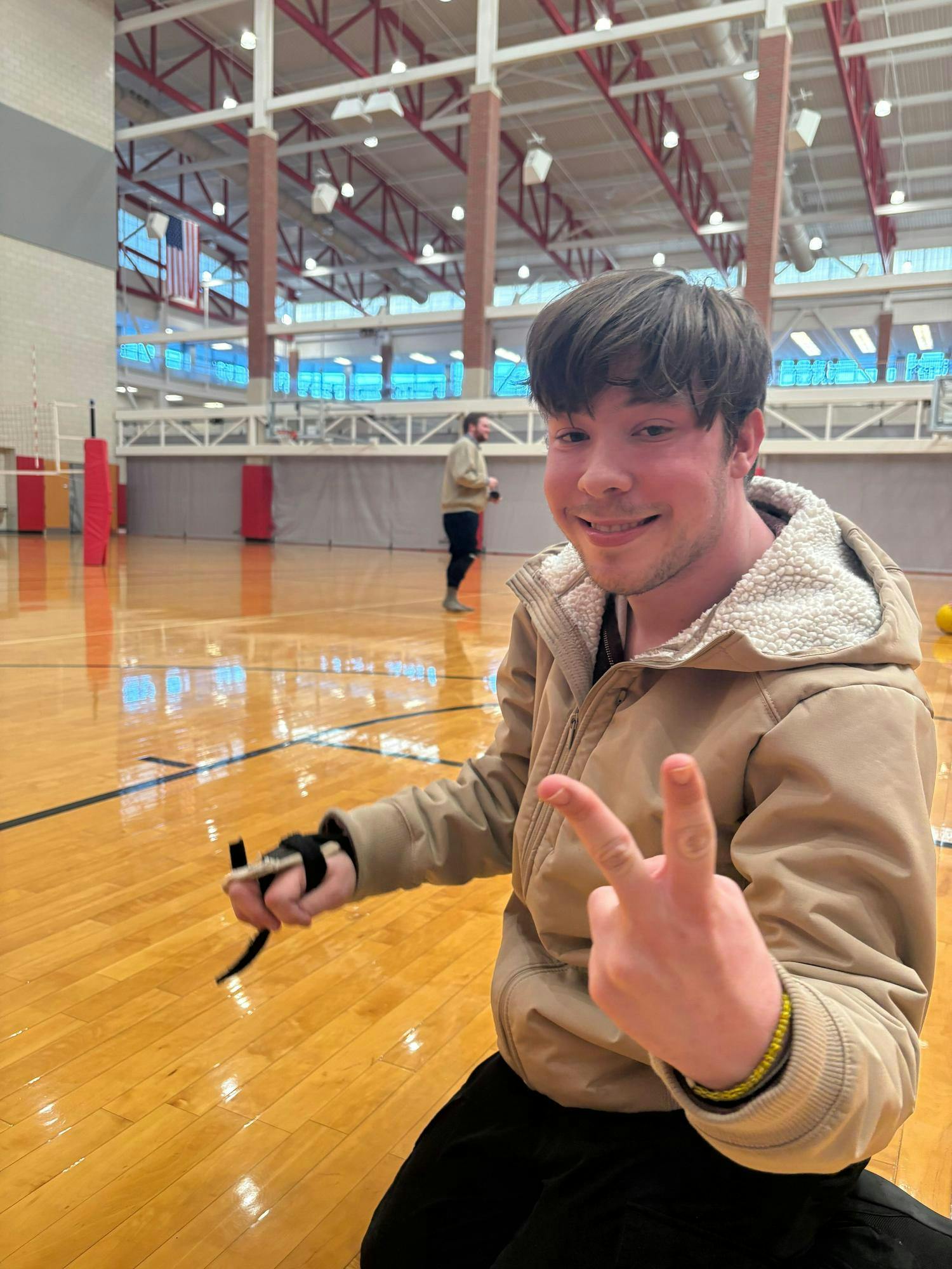 Ball State third-year journalism major Dillon Rosenlieb poses for a photo while participating in the gold ball event in celebration of disability awareness month March 2025 in the Jo Ann Gora Student Recreational and Wellness Center. Ayvah Scarberry, Photo Provided