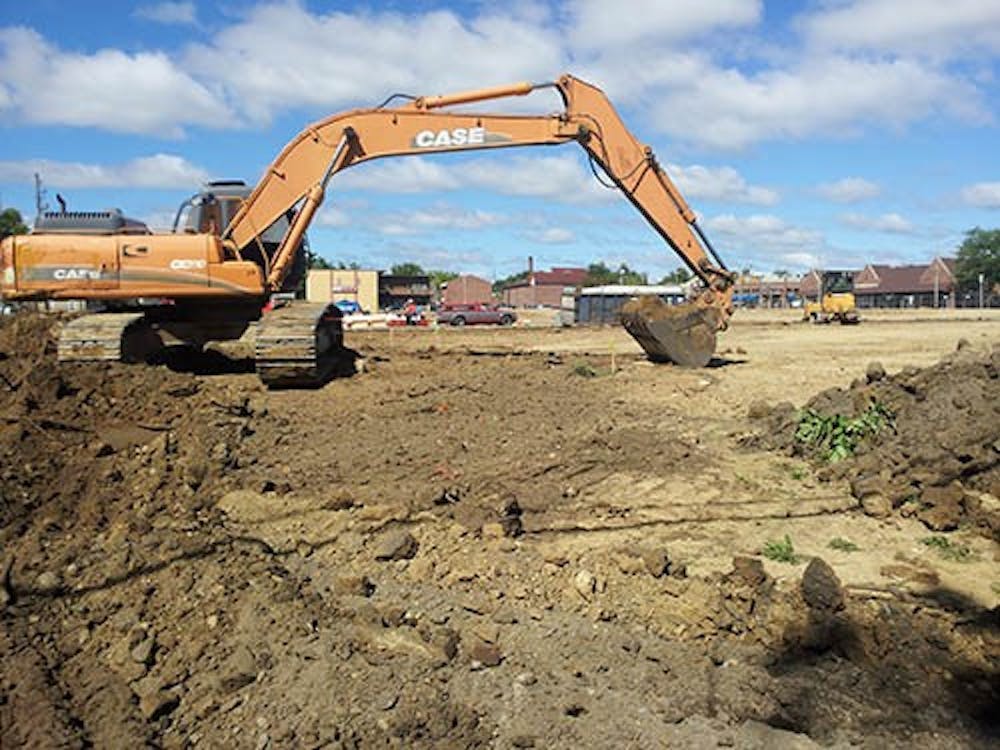 Garmong Construction begins excavation for the foundations of the parking garage in the Village on Sept. 3. After the parking garage is finished, construction on the new Village Square can begin. DN PHOTO ARIC CHOKEY