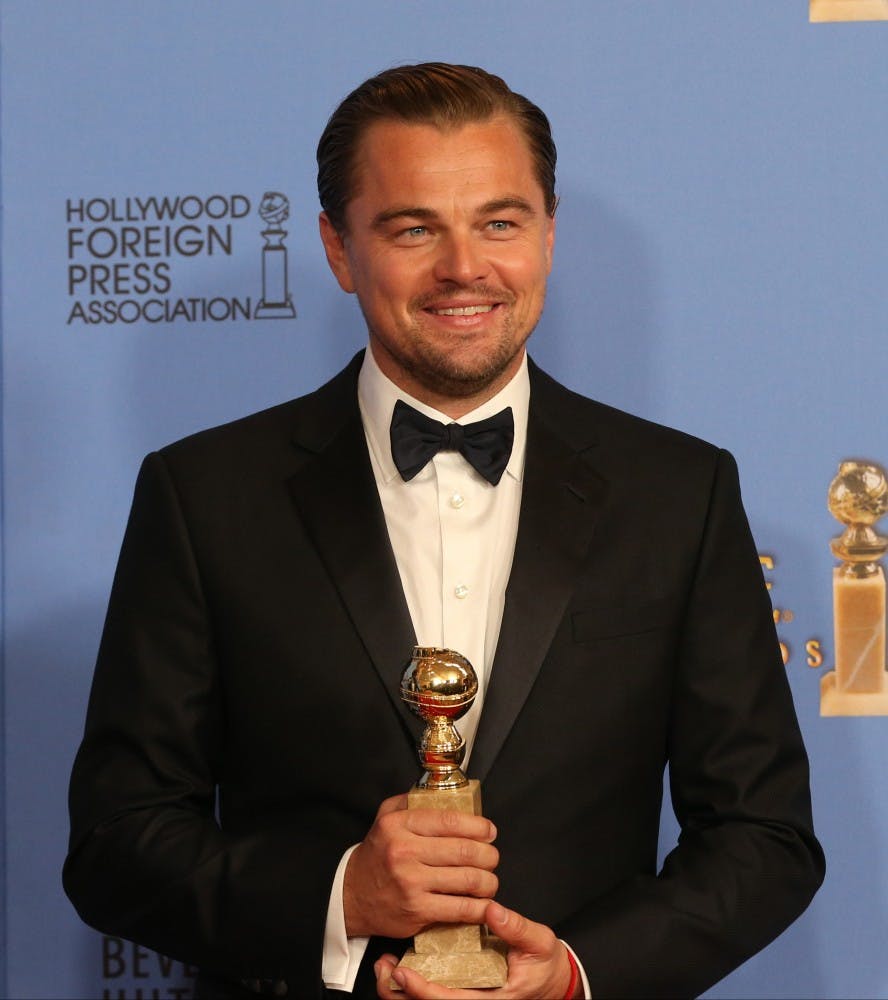 Leonardo DiCaprio backstage at the 73rd Annual Golden Globe Awards show at the Beverly Hilton Hotel in Beverly Hills, Calif., on Sunday, Jan. 10, 2016. (Allen J. Schaben/Los Angeles Times/TNS)