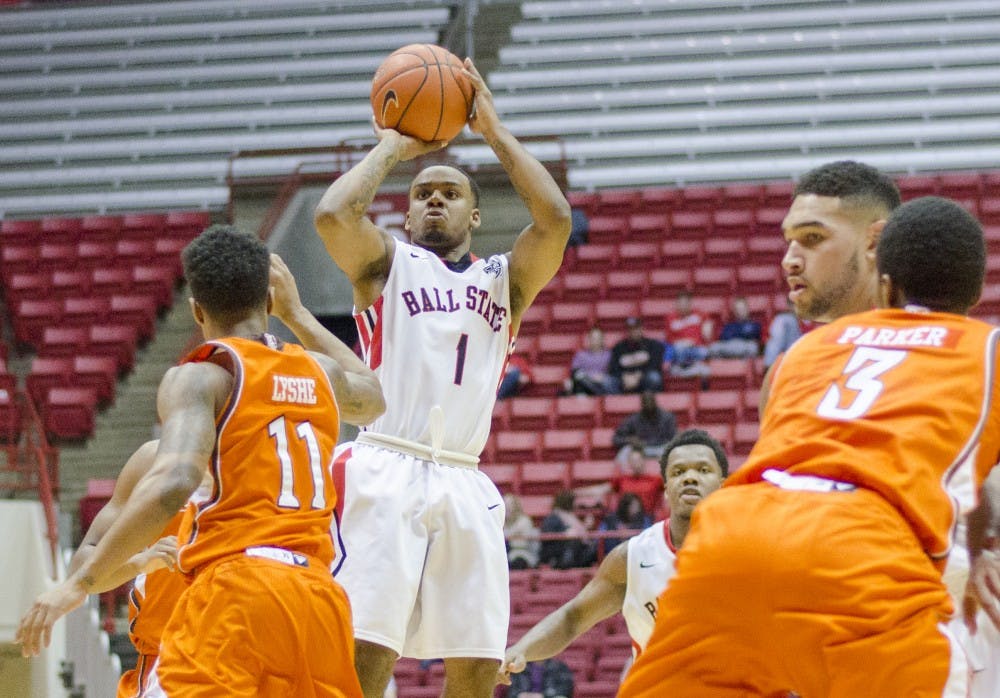 Sophomore guard Zavier Turner goes up for a shot during the game against Bowling Green on Feb. 14 at Worthen Arena. DN PHOTO BREANNA DAUGHERTY