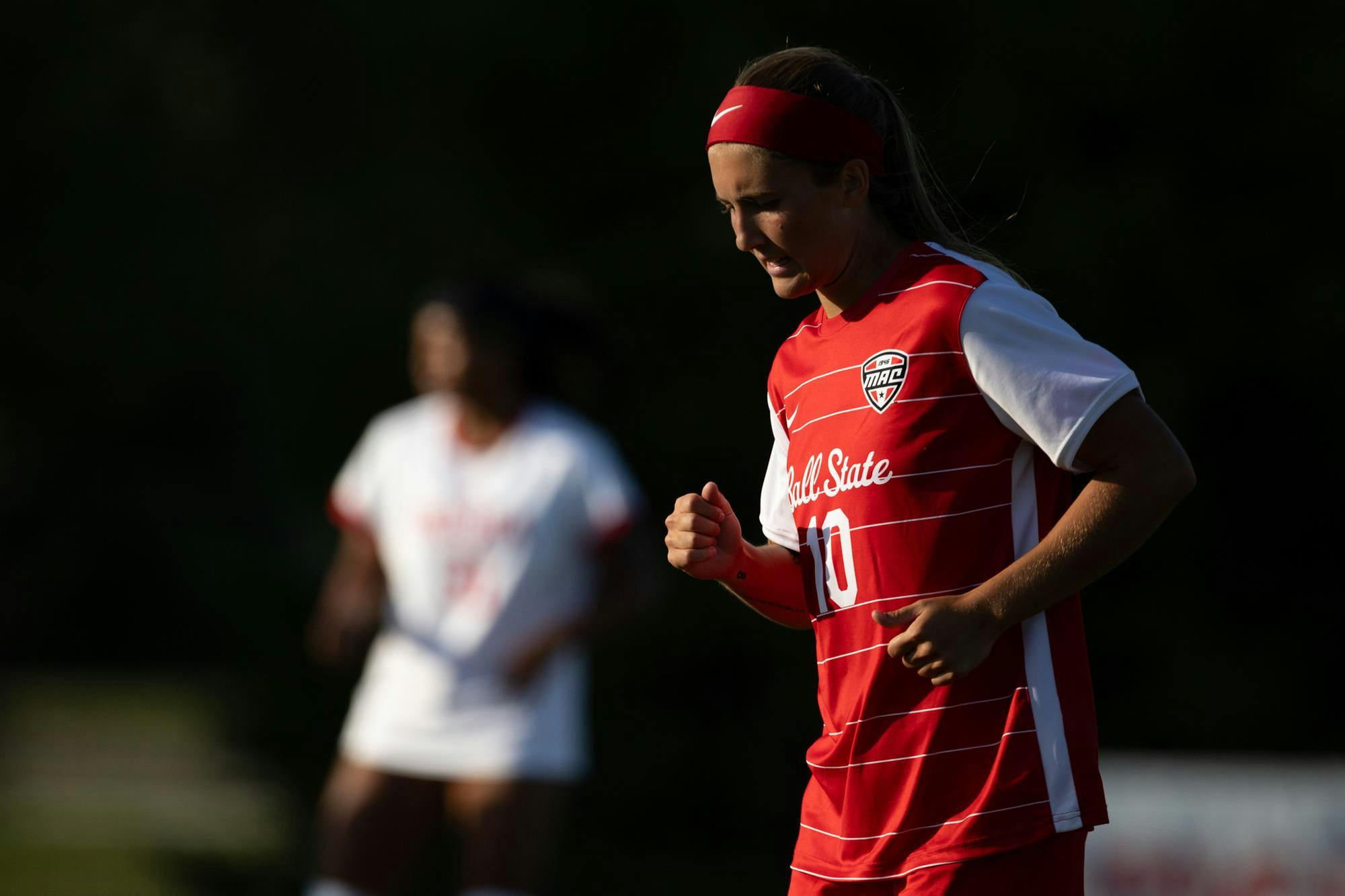 Junior midfielder Addie Chester jogs into position to prepare for a throw-in against IU Bloomington on August 20 at Briner Sports Complex. Chester has played 66 minutes this year. Titus Slaughter, DN 