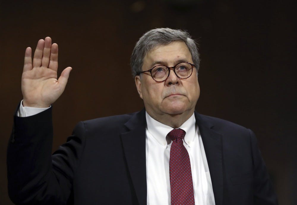 <p>&nbsp;Attorney General William Barr is sworn in to testify before the Senate Judiciary Committee hearing on Capitol Hill in Washington, Wednesday, May 1, 2019, on the Mueller Report. <strong>(AP Photo/Andrew Harnik)&nbsp;</strong></p>