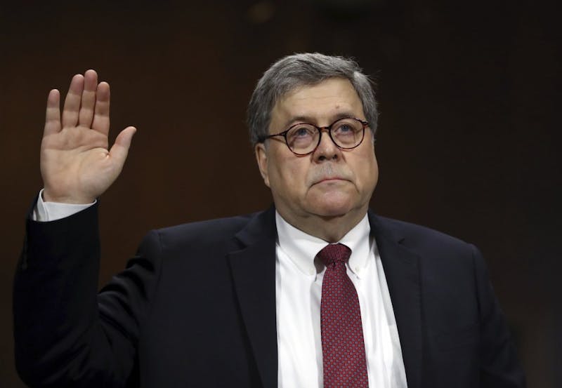 &nbsp;Attorney General William Barr is sworn in to testify before the Senate Judiciary Committee hearing on Capitol Hill in Washington, Wednesday, May 1, 2019, on the Mueller Report. (AP Photo/Andrew Harnik)&nbsp;